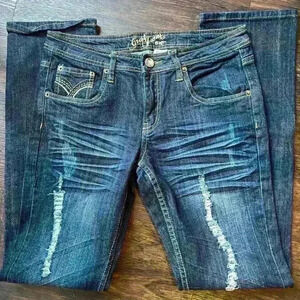 Crest Jeans Womens Bootcut Size 9/10 Dark Wash Rhinestone And Studded Pockets